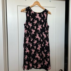 LOFT | navy/pink floral dress, small